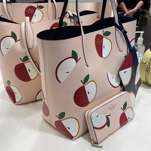 Kate Spade Honeycrisp Large Apple Tote & Honeycrisp Red Apple Continental Wallet - Picture 3 of 16